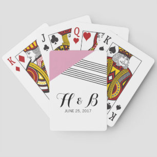 Pink Geometric Stripe Playing Cards
