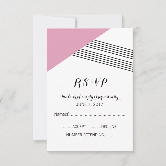 Pink Geometric Stripe Response Card (Front)