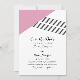 Pink Geometric Stripe Save the Date Invite