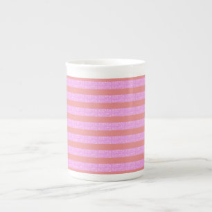 Pink Geometric Stripes  Bone China Mug