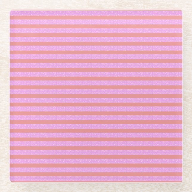 Pink Geometric Stripes  Glass Coaster (Front)