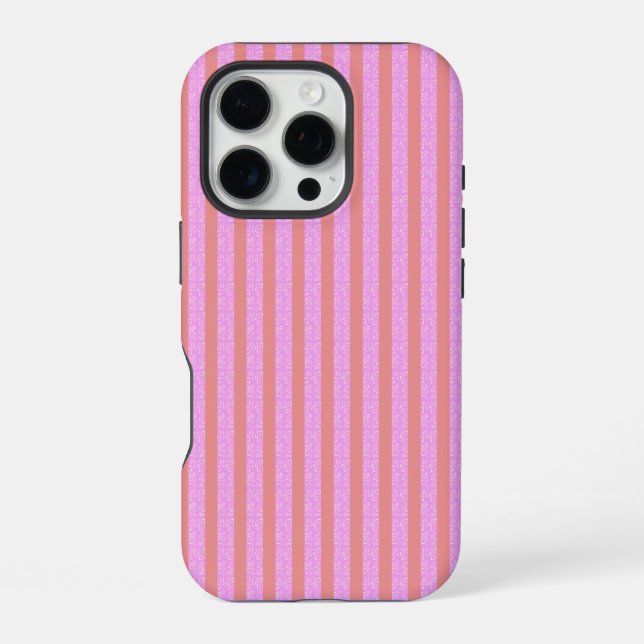 Pink Geometric Stripes iPhone Case (Back)