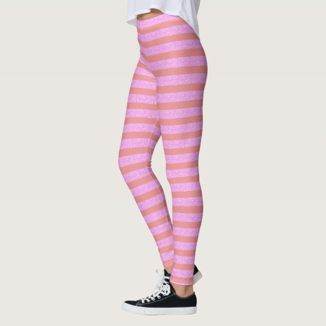 Pink Geometric Stripes Leggings (Left)