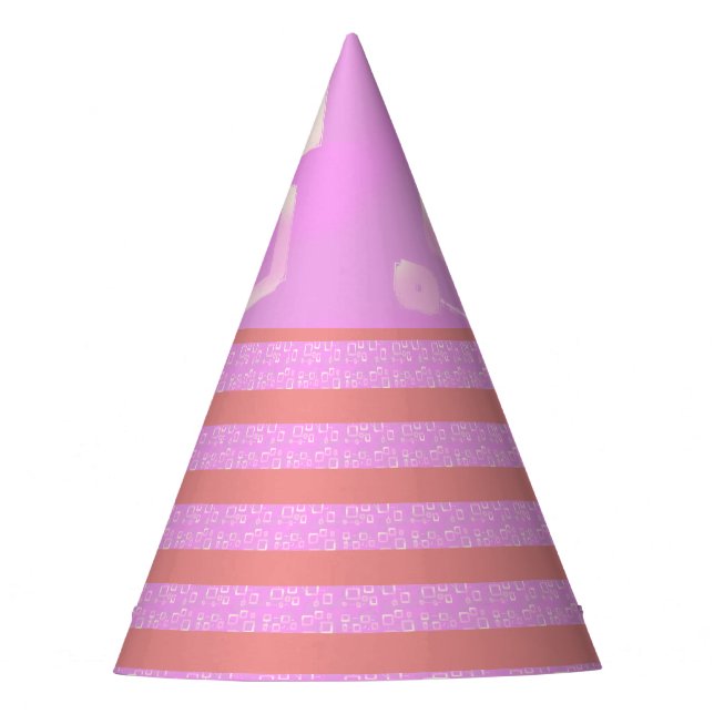 Pink Geometric Stripes Party Hat (Front)