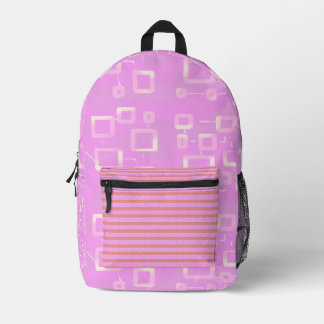 Pink Geometric Stripes  Printed Backpack