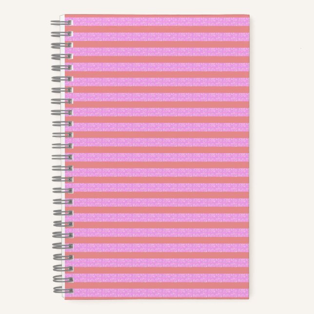 Pink Geometric Stripes Spiral Notebook (Front)