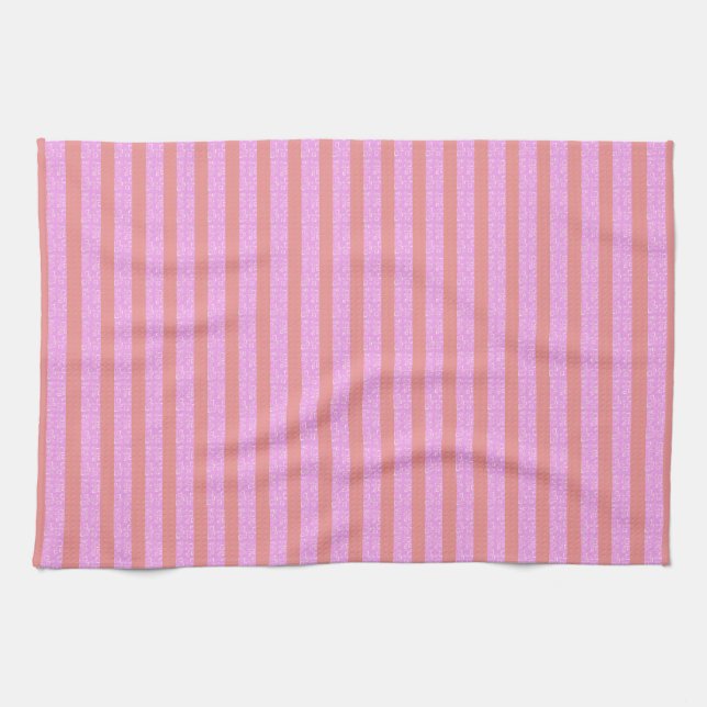 Pink Geometric Stripes  Tea Towel (Horizontal)
