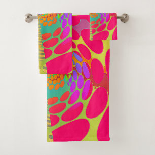 PINK GEOMETRIC SWIRL BATH TOWEL SET