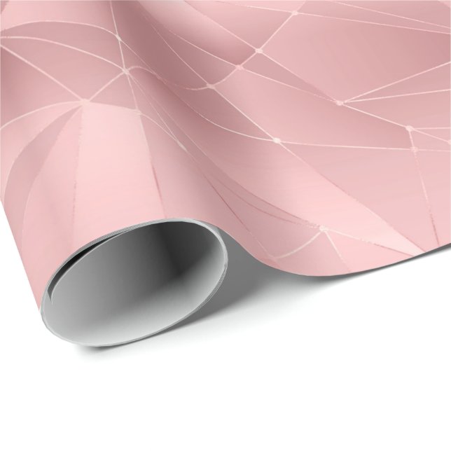 Pink Geometric Triangle Glam Bling Trendy Stylish  Wrapping Paper (Roll Corner)