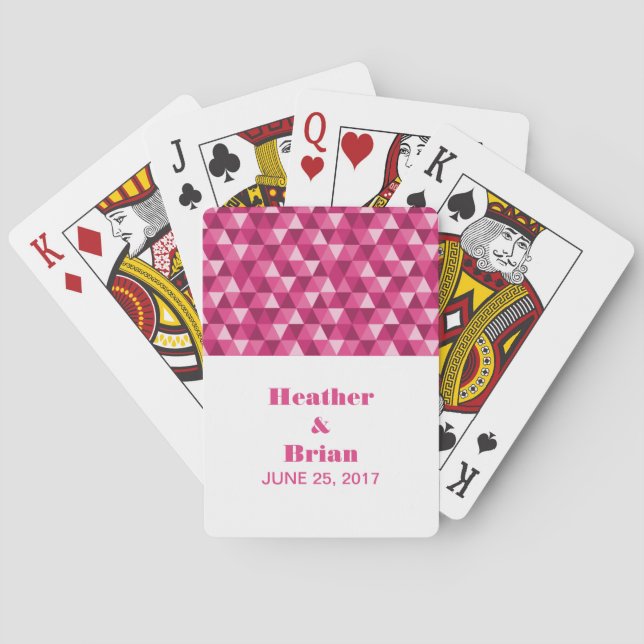 Pink Geometric Triangles Playing Cards (Back)