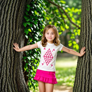 Pink Geometric Triangles T-Shirt