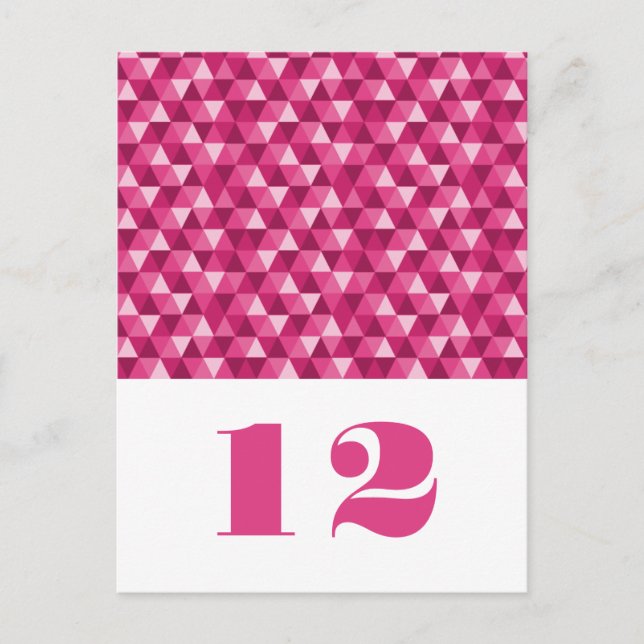 Pink Geometric Triangles Table Postcard (Front)