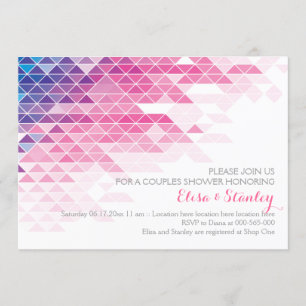 Pink geometric triangles wedding couples shower invitation