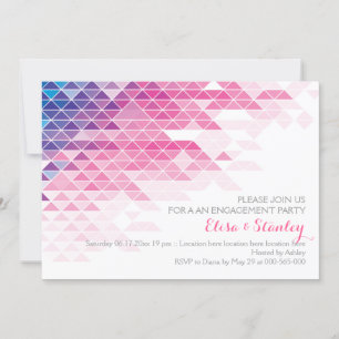 Pink geometric triangles wedding engagement party invitation