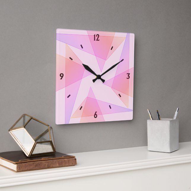 Pink Geometric Wall Clock (Office)