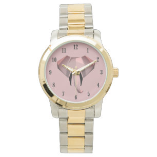 Pink Geometrics Elephant Head  Watch