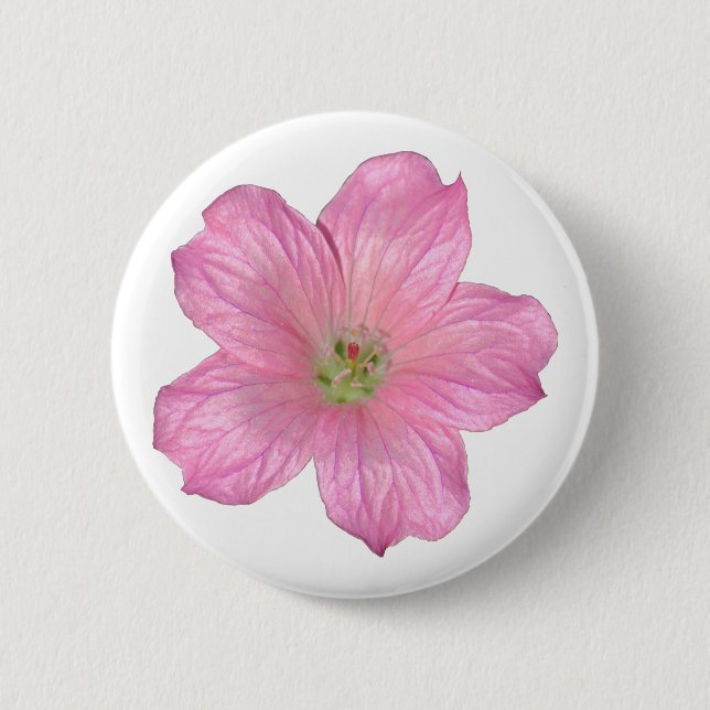 Pink Geranium 6 Cm Round Badge (Front)
