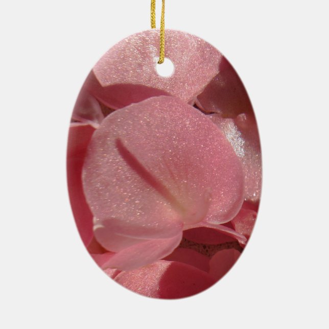 Pink geranium: almost solid Light pink Ceramic Tree Decoration (Back)