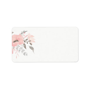 Pink Geranium Floral   Blank Address Label