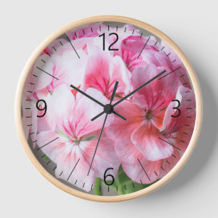 Pink geranium flower clock