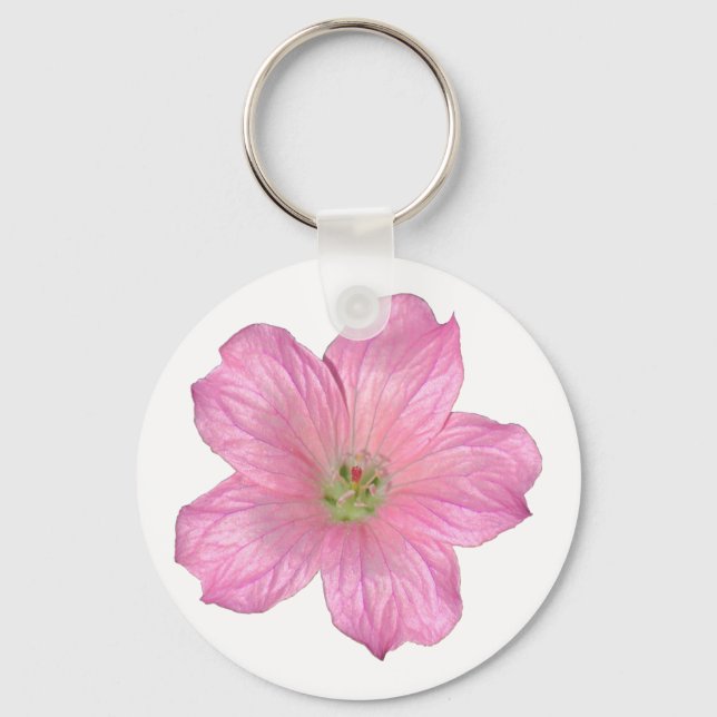 Pink Geranium Key Ring (Front)