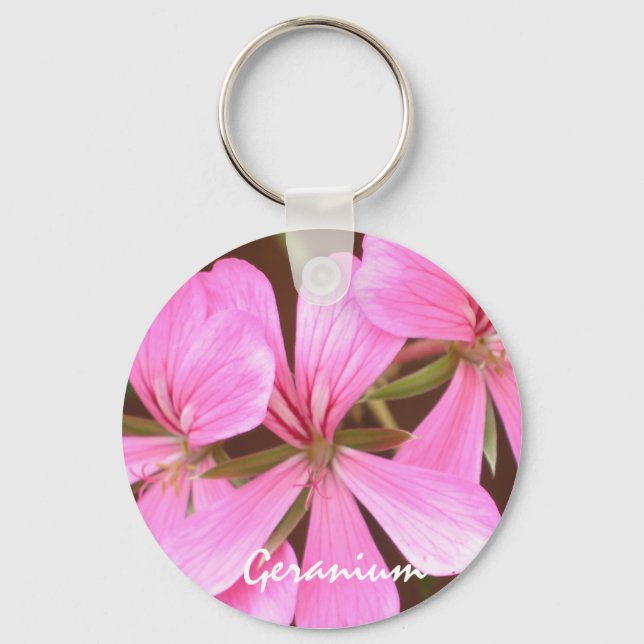 Pink Geranium Keychain (Front)