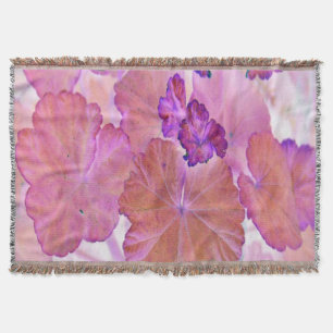 Pink Geranium Leaves Throw Blanket