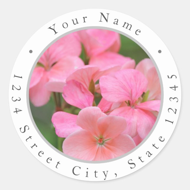 Pink Geranium Petals Labels (Front)