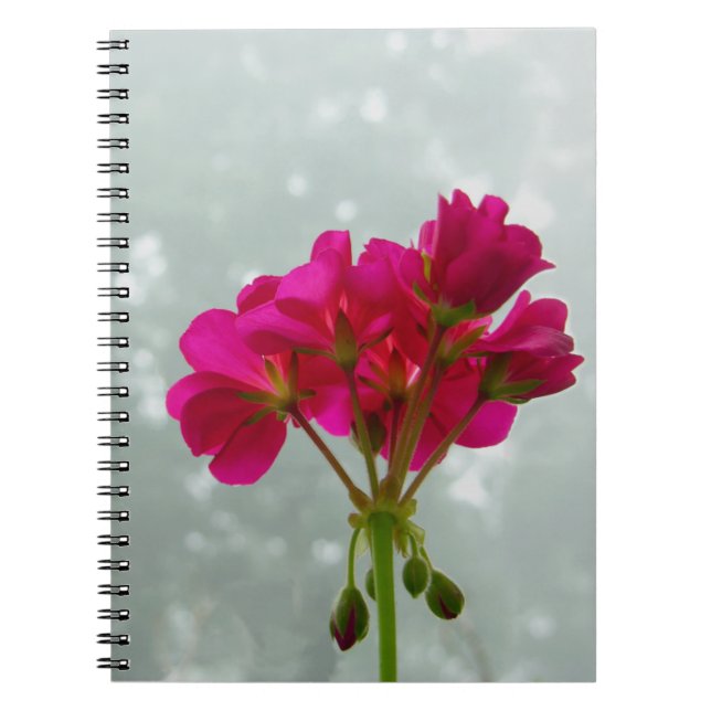 Pink Geranium Photo Floral Notebook (Front)