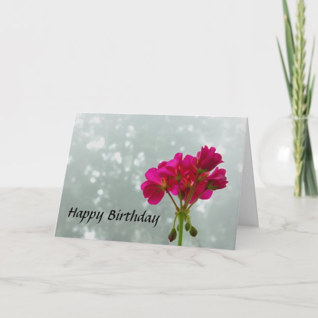 Pink Geranium Photograph Birthday Greeting Card (Front)
