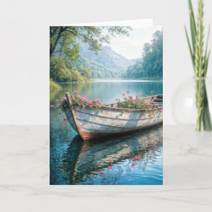 Pink Geraniums In A Rowboat Sympathy Card