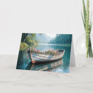 Pink Geraniums In A Wooden Rowboat Sympathy Card
