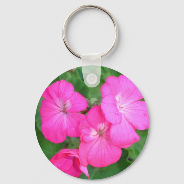 Pink Geraniums Keychain (Front)