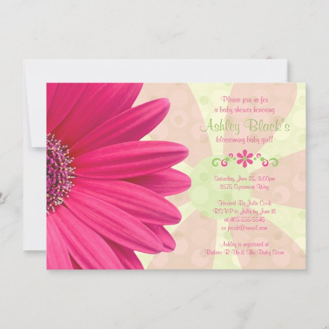 Pink Gerber Daisy Baby Shower Invitation (Front)