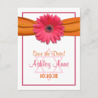 Pink Gerber Daisy Bat Mitzvah Save the Date
