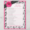 Pink Gerber Daisy Black Floral Bridal Shower Game