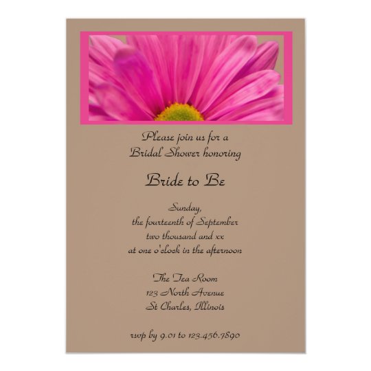 Pink Gerber Daisy Flower Bridal Shower Invitation