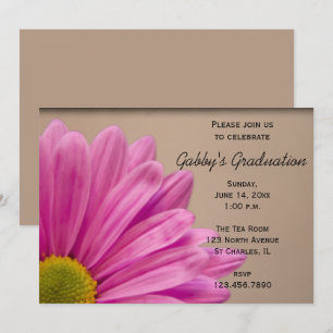 Pink Gerber Daisy Graduation Party Invitation