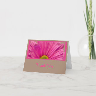 Pink Gerber Daisy on Tan Thank You Card
