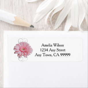 Pink Gerber Daisy Return Address Label