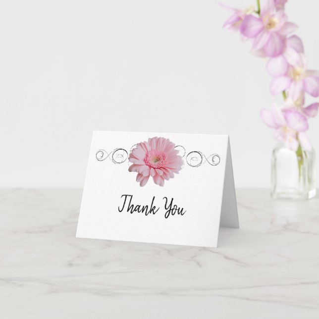 Pink Gerber Daisy Thank You Card (Orchid)