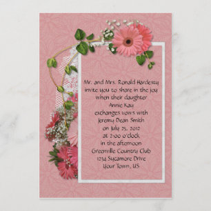 Pink Gerber Daisy Wedding Invitation