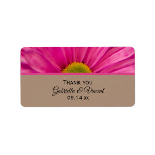Pink Gerber Daisy Wedding Thank You Favour Tags