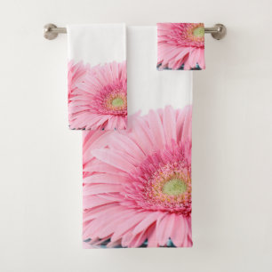 Pink Gerbera Daisies Elegant Photo Bath Towel Set