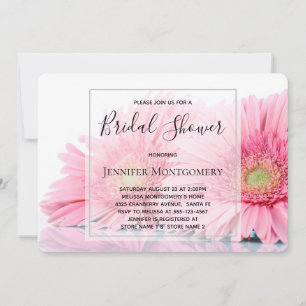 Pink Gerbera Daisies Elegant Photo Bridal Shower Invitation