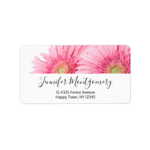 Pink Gerbera Daisies Elegant Photo Label