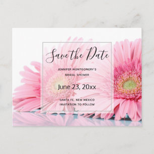 Pink Gerbera Daisies Elegant Photo Save the Date Invitation Postcard