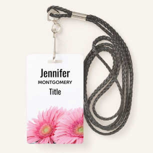 Pink Gerbera Daisies Elegant Photography ID Badge