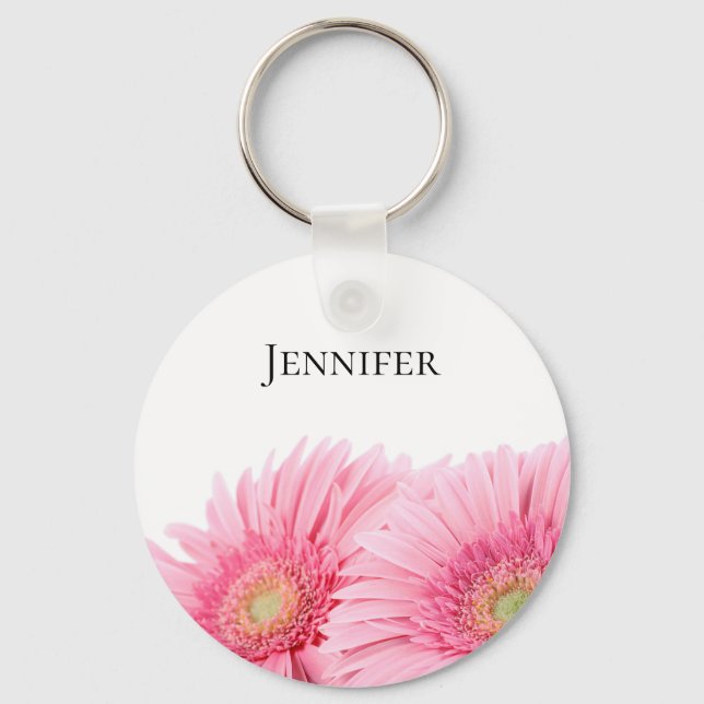 Pink Gerbera Daisies Elegant Photography Key Ring (Front)