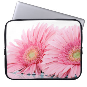 Pink Gerbera Daisies Elegant Photography Laptop Sleeve
